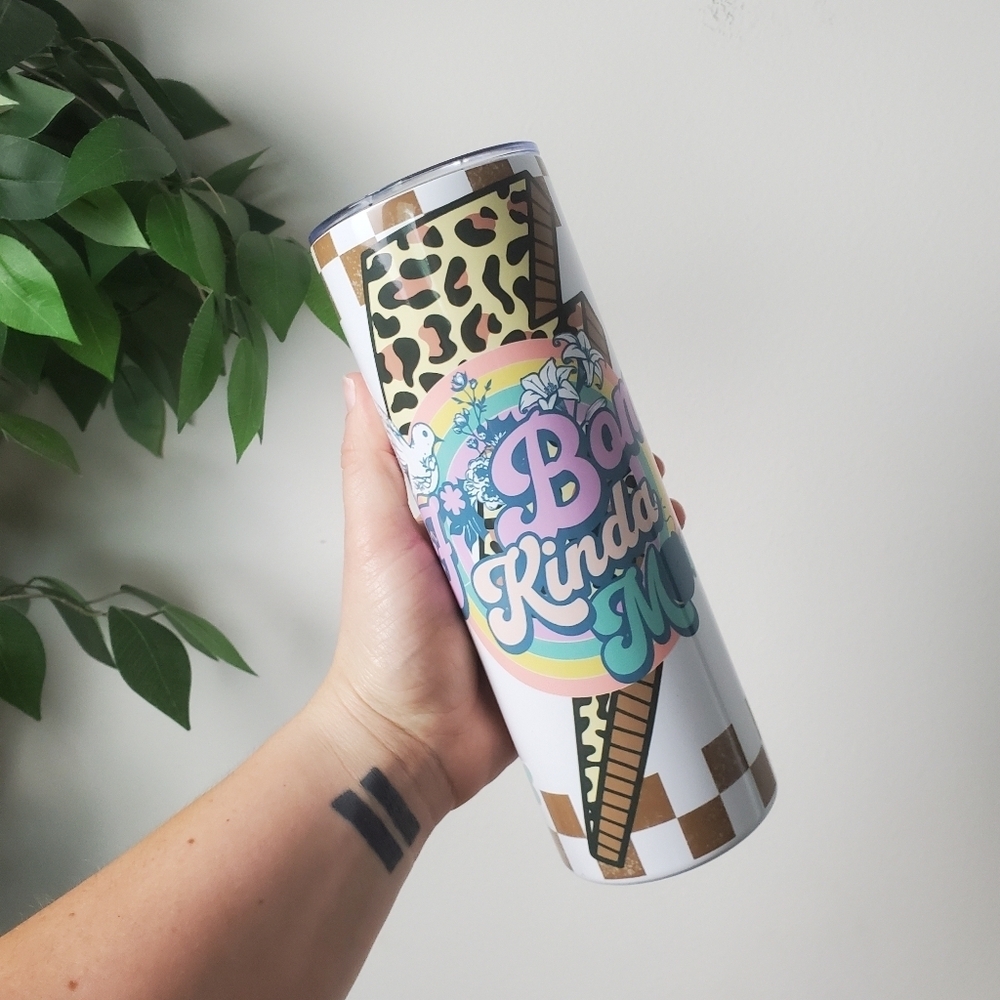 NEW Stainless Steel Tumbler 20oz Leopard Print Rainbow Bomb Kinda Mom